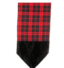 Linens*Raz 72" Red And Black Plaid Christmas Table Runner With Velveteen Tips