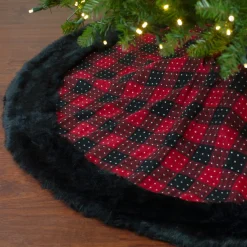 48 Inch And Smaller*Northlight 48" Red And Black Plaid With Polka Dots Christmas Tree Skirt