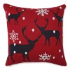 Pillows & Throws*CC Home Furnishings 18" Red And Black Reindeer In Snow Christmas Square Throw Pillow