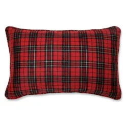 Pillows & Throws*CC Home Furnishings 20" Red And Black Traditional Holiday Plaid Rectangular Throw Pillow