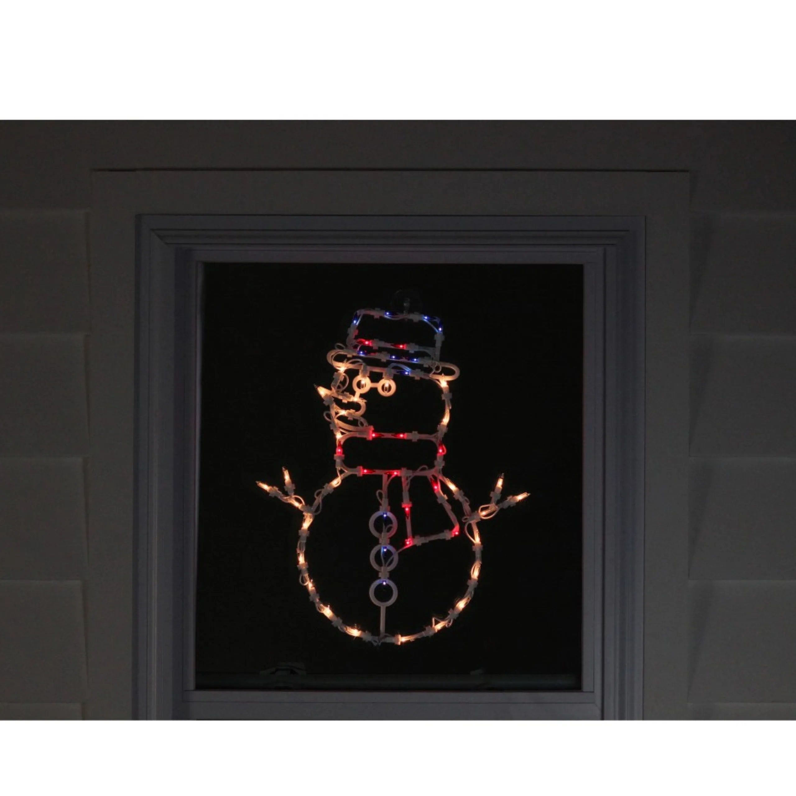 Window Decorations*Northlight 18" Red And Blue Lighted Snowman Christmas Window Silhouette Decoration
