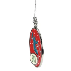 Midwest Sports & Games>3.75" Red And Blue 'ski' Charm Hanging Christmas Ornament