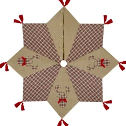 48 Inch And Smaller*Northlight 48" Red And Brown Burlap And Plaid Reindeer Christmas Tree Skirt With Tassels