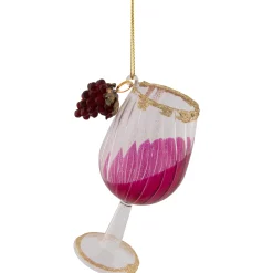 Northlight Food & Beverage>4.25" Red And Clear Glittered Wine Glass Christmas Ornament