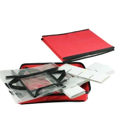 Dyno Ornament Storage>12" Red And Clear Square Christmas Ornament Storage Bag