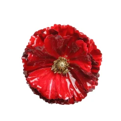 Northlight Garden & Floral>4.5" Red And Gold Contemporary Poppy Christmas Clip