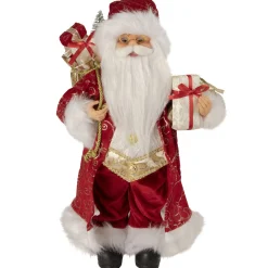 Santa Figures*Northlight 16" Red And Gold Filigree Santa Claus With Gifts Christmas Figurine