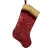 Stockings*Northlight 20" Red And Gold Leaf Christmas Stocking With Wavy Sequined Cuff