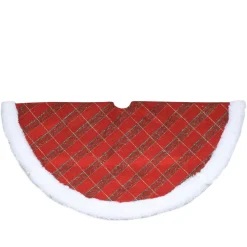 Mini Tree Skirts*Northlight 20" Red And Gold Plaid Glittered Mini Christmas Tree Skirt