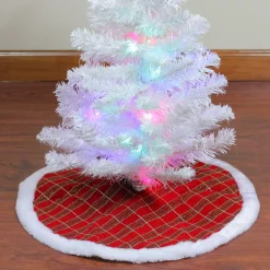 Mini Tree Skirts*Northlight 20" Red And Gold Plaid Glittered Mini Christmas Tree Skirt