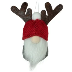 Northlight Fantasy & Sci Fi>5.25" Red And Gray Gnome With Antlers Christmas Ornament