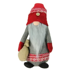 Table Top Pieces*Northlight 25" Red And Gray Nordic Gnome With Burlap Sack Christmas Figure