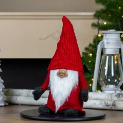 Gnomes*Northlight 13.5" Red And Gray Portly Smiling Gnome Table Top Christmas Figure