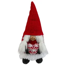 Gnomes*Northlight 13.5" Red And Gray Smiling Woman Christmas Gnome Tabletop Figure