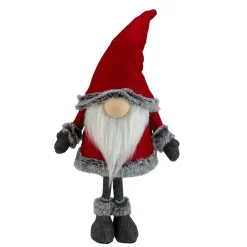 Gnomes*Northlight 19.5" Red And Gray Standing Santa Gnome With Faux Fur Trim