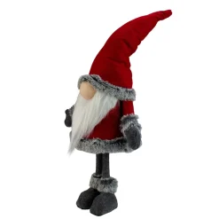 Gnomes*Northlight 19.5" Red And Gray Standing Santa Gnome With Faux Fur Trim