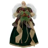 Angel Tree Toppers*Northlight 18" Red And Green Angel In A Dress Christmas Tree Topper Accented With Holly Berries - Unlit