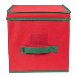 Northlight Ornament Storage>13" Red And Green Christmas Ornament Storage Box With Removable Dividers