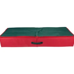 Northlight Ornament Storage>24" Red And Green Christmas Decoration Storage Bag With Clear Transparent Lid