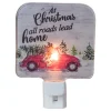 Northlight 4" Red And Green Christmas Night Light With A Reindeer And Car