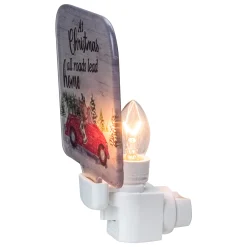 Northlight 4" Red And Green Christmas Night Light With A Reindeer And Car