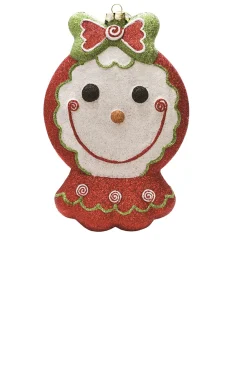 Northlight Gingerbread>8.5" Red And Green Glittered Shatterproof Gingerbread Girl Christmas Ornament