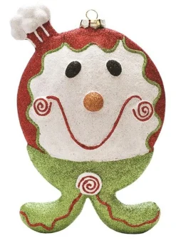 Northlight Gingerbread>9" Red And Green Glittered Shatterproof Gingerbread Boy Christmas Ornament