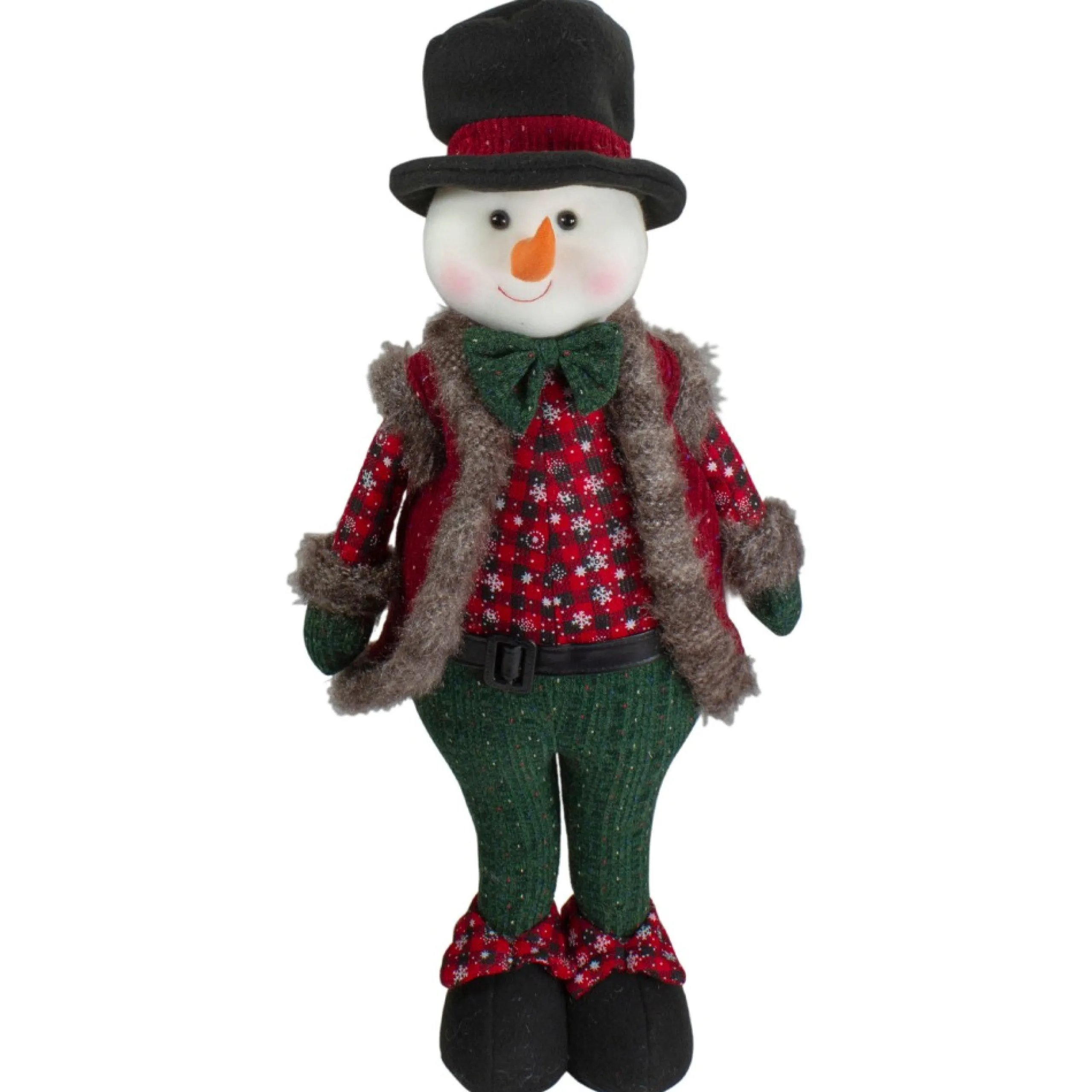 Plush Figures*Northlight 25" Red And Green Jolly Plush Boy Snowman Christmas Figure