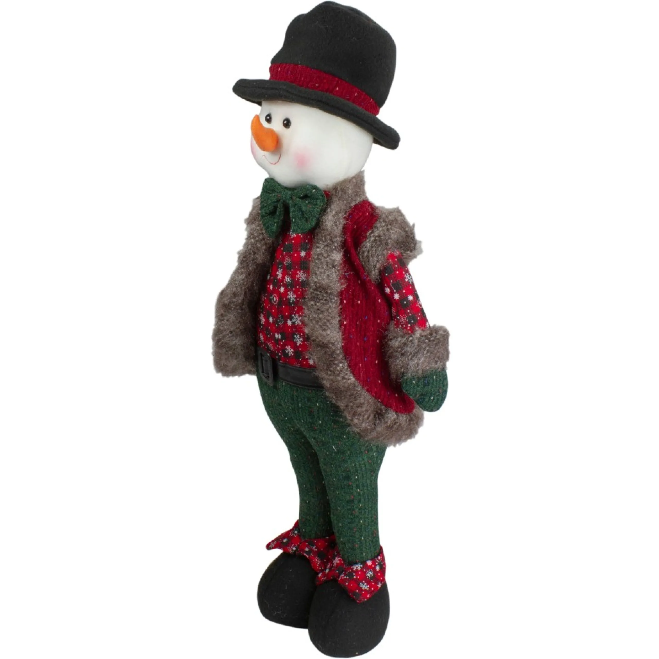 Plush Figures*Northlight 25" Red And Green Jolly Plush Boy Snowman Christmas Figure
