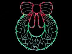 Window Decorations*Northlight 16" Red And Green Led Lighted Wreath Christmas Window Silhouette Decoration