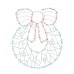 Window Decorations*Northlight 16" Red And Green Led Lighted Wreath Christmas Window Silhouette Decoration