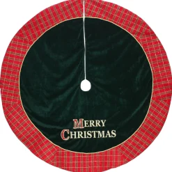 48 Inch And Smaller*Dyno 48" Red And Green 'Merry Christmas' Plaid Christmas Tree Skirt