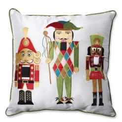 Pillows & Throws*Pillow Perfect 16.5" Red And Green Nutcrackers Christmas Square Throw Pillow
