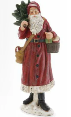 Santa Figures*Napco 15.5" Red And Green Old World Woodland Santa Claus Figure