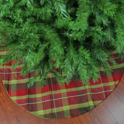48 Inch And Smaller*Northlight 48" Red And Green Plaid Rustic Woodland Christmas Tree Skirt With Green Trim