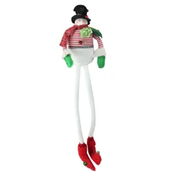 Plush Figures*Raz 24" Red And Green Poseable Plush Snowman Christmas Shelf Sitter