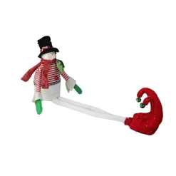 Plush Figures*Raz 24" Red And Green Poseable Plush Snowman Christmas Shelf Sitter