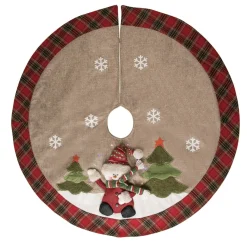 Mini Tree Skirts*Contemporary Home Living 42" Red And Green Rustic Snowman Christmas Lighted Tree Skirt