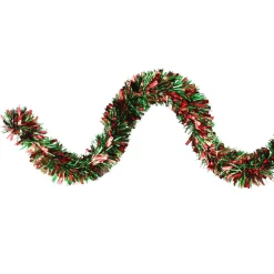 Unlit Garland*Northlight 12' Red And Green Wide Cut Christmas Tinsel Garland - Unlit