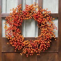 Northlight 18" Red And Orange Berries Artifical Fall Harvest Twig Wreath, 18-Inch, Unlit
