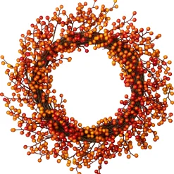 Northlight 18" Red And Orange Berries Artifical Fall Harvest Twig Wreath, 18-Inch, Unlit