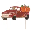 Glitzhome 25" Red And Orange Rusty Truck Outdoor Yard Stake Thanksgiving Decor