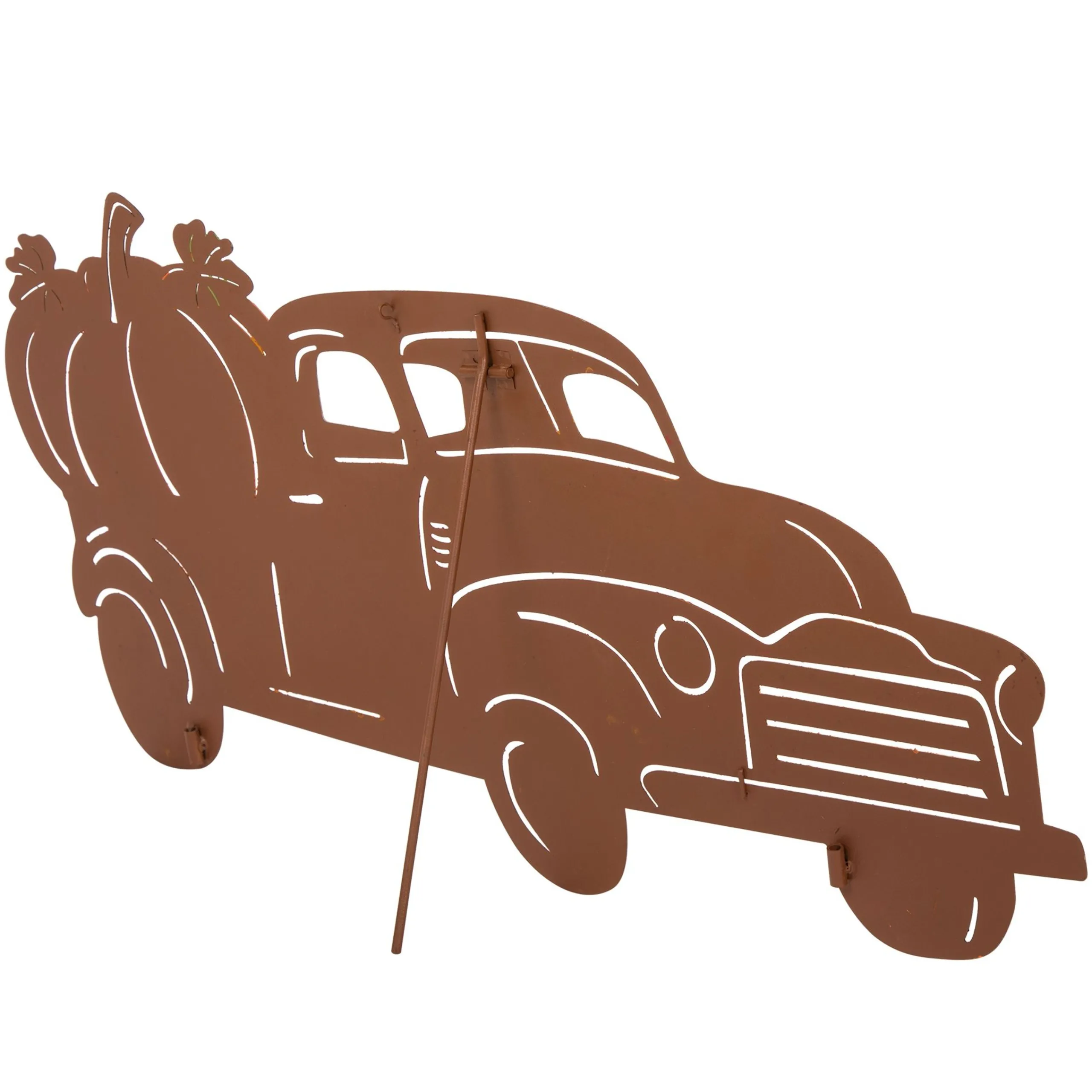 Glitzhome 25" Red And Orange Rusty Truck Outdoor Yard Stake Thanksgiving Decor