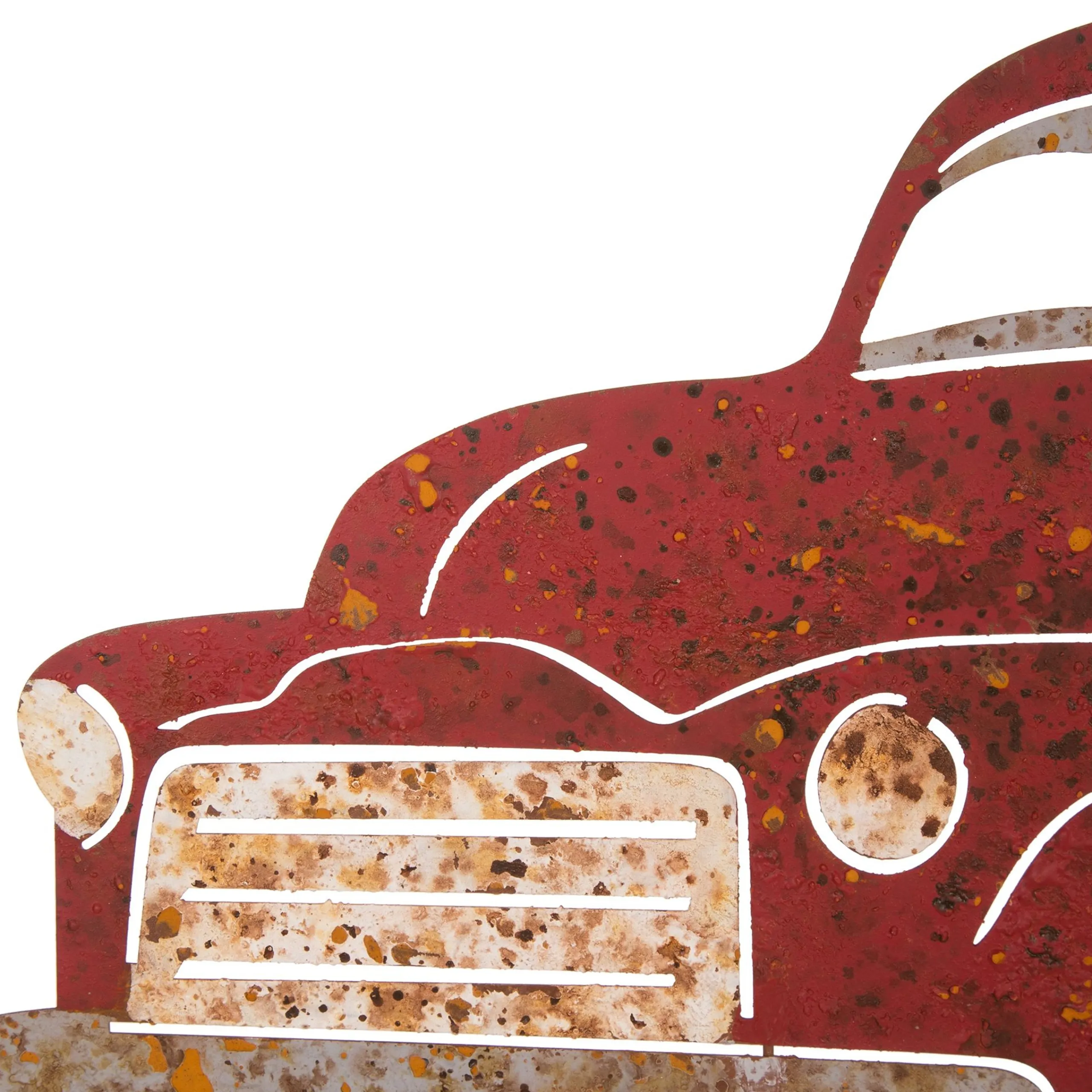 Glitzhome 25" Red And Orange Rusty Truck Outdoor Yard Stake Thanksgiving Decor