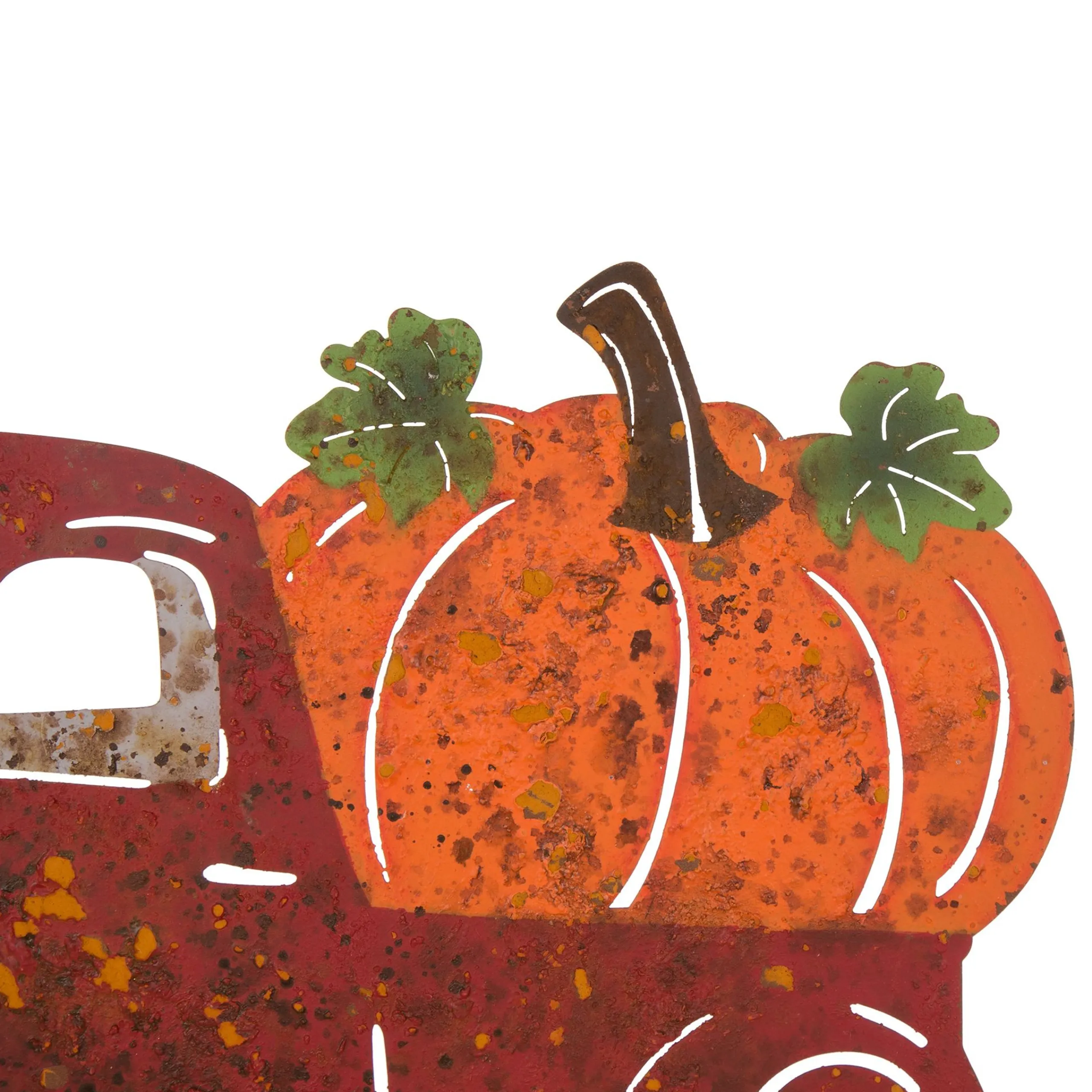 Glitzhome 25" Red And Orange Rusty Truck Outdoor Yard Stake Thanksgiving Decor