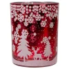 Candles & Holders*Northlight 5" Red And Shiny Silver Deer In Winter Woods Flameless Candle Holder