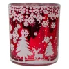 Candles & Holders*Northlight 3" Red And Shiny Silver Deer In Winter Woods Flameless Glass Candle Holder