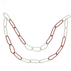 Specialty Garland*Roman 36" Red And Silver Round Loops Christmas Chain Garland - Unlit