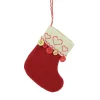 Roman Stockings>6.5" Red And Tan Embroidered Hearts And Buttons Christmas Stocking Ornament
