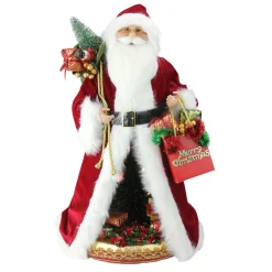 Santa Figures*Northlight 20" Red And White Battery Operated Musical Standing Santa Claus With Led Lighted Christmas Scene Figurine